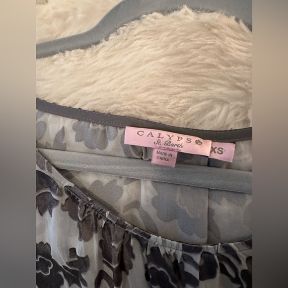 Calypso St Barth Gray/White Rayon/Silk Short XS - Picture 2 of 4